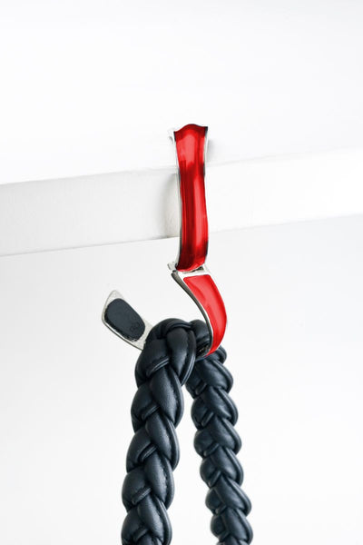 Color Pursehook -  Red & Silver with Clear Crystals - FUMI - www.pursehook.com